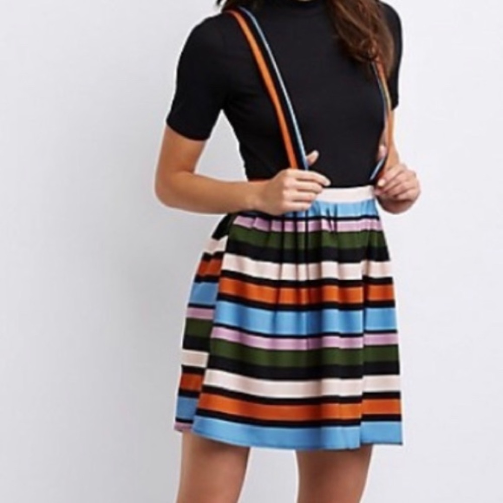 Multicolored Suspenders Mini Skirt